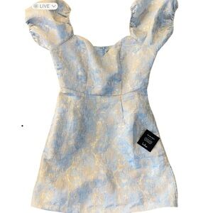 Lulus Elegant Blue and Gold Dress. Size M